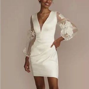 David’s Bridal Long Sleeve mini dress